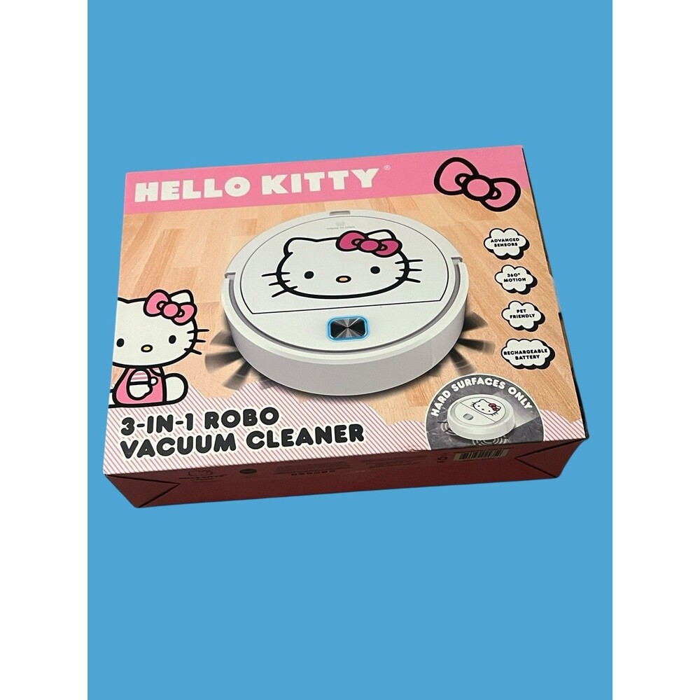 HELLO KITTY 3-in-1 Robe Vacuum Cleaner -Sanrio White Robot Vacuum 360 Motion NEW